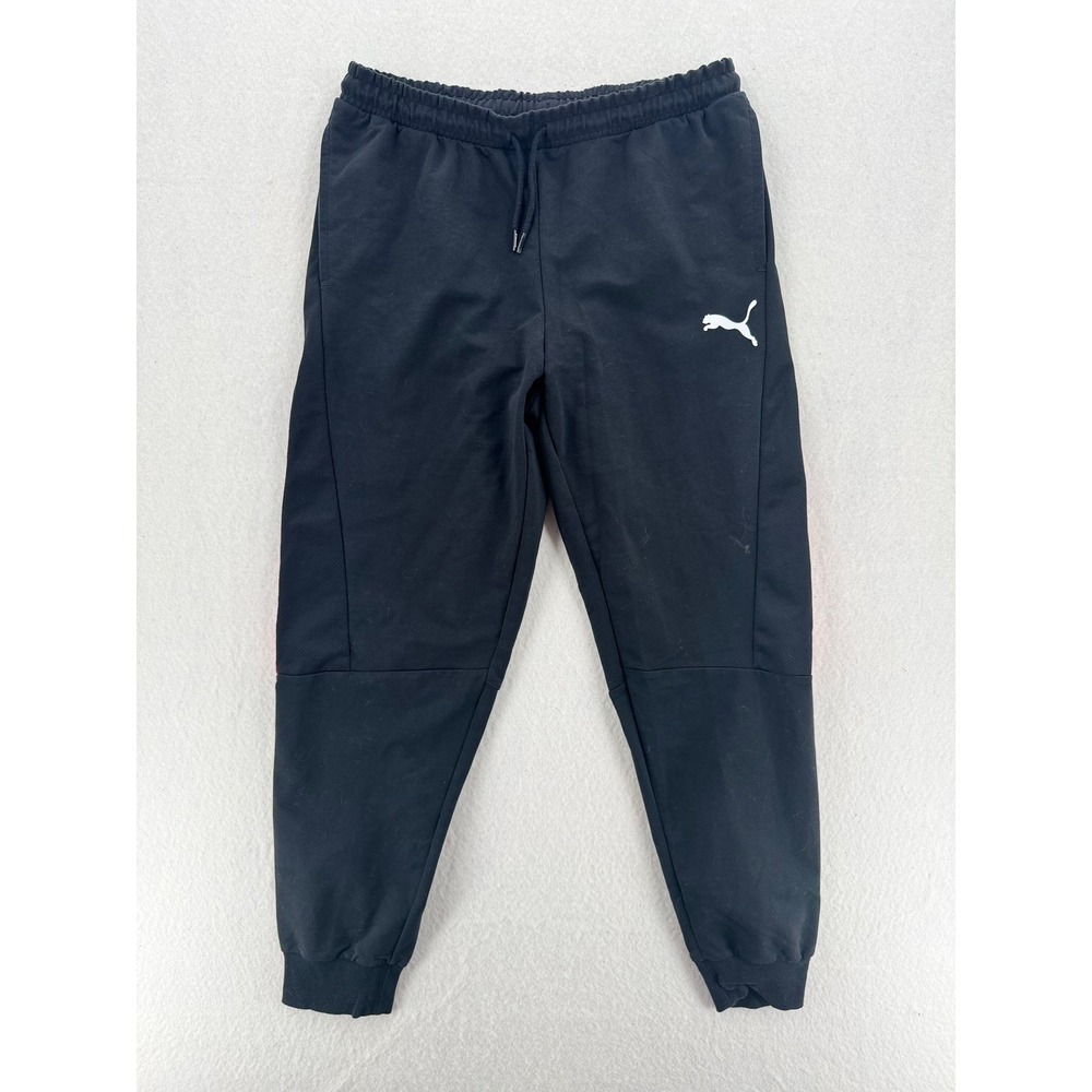 Puma Womens Joggers‎ Black Pink Logo Tape Sweatpants Size Large Athletic Pants